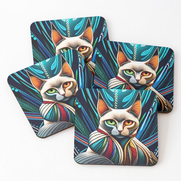 Item preview, Painted colorful funny cat mosaic designed and sold by HappyTrippy.