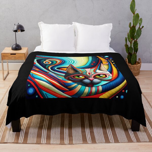 Item preview, Painted colorful funny cat mosaic designed and sold by HappyTrippy.