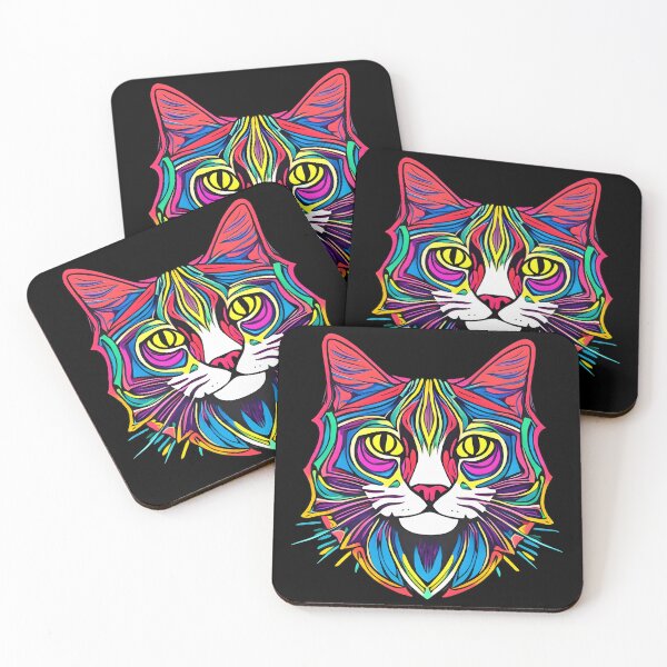 Item preview, Portrait of colorful cat designed and sold by notavabird.