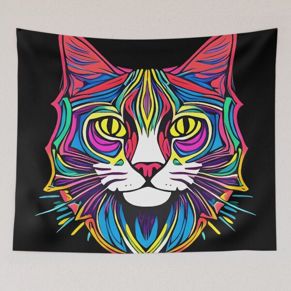 Item preview, Portrait of colorful cat designed and sold by notavabird.