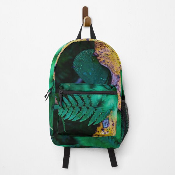 Item preview, abstract green fern and fallen yellow autumn leaves  designed and sold by visualsensation.
