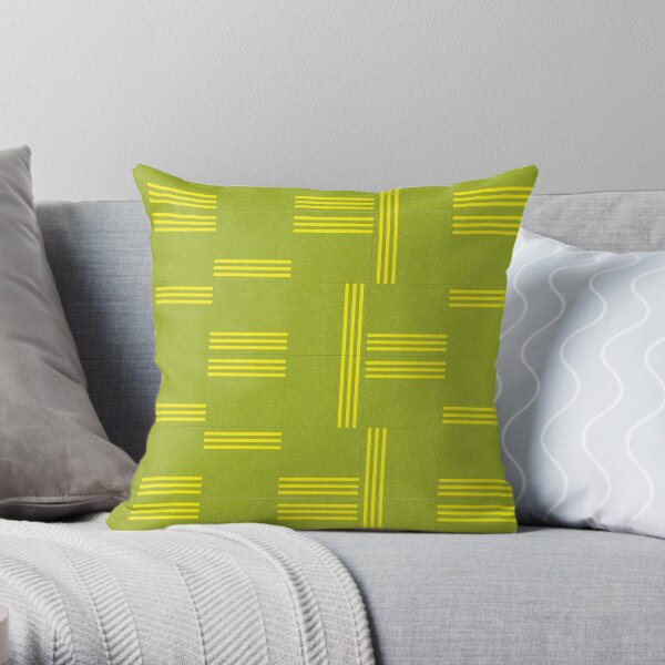 Leaf Green and Lemon Yellow Geometric Pattern by Jessica Poundstone Throw Pillow