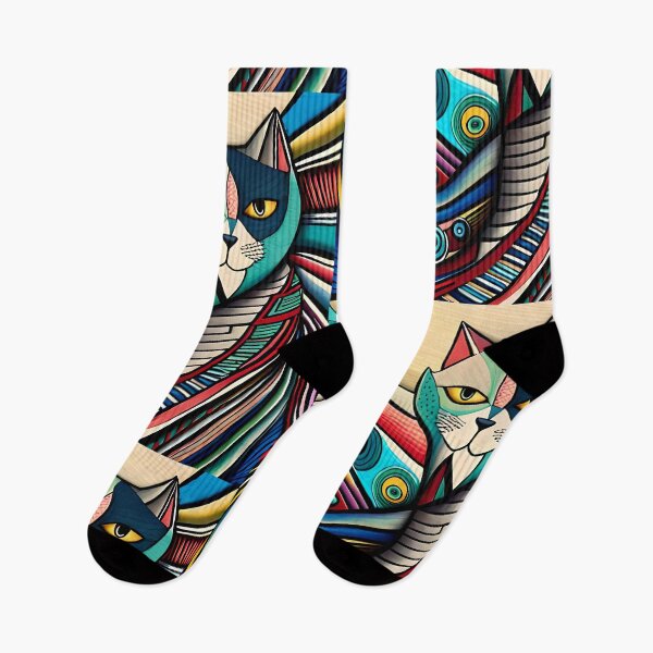 Item preview, Painted colorful funny cat mosaic designed and sold by HappyTrippy.