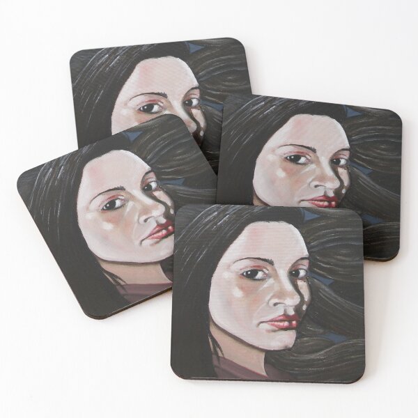 Item preview, Pretty girl with long dark hair. Acrylic on 24x30cm canvas. designed and sold by crowleyronan123.