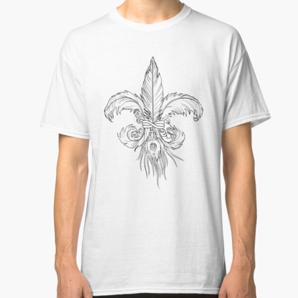 Flor de Lis plumas línea Camiseta clásica