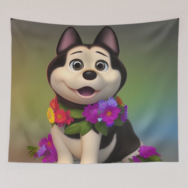 Item preview, Dogs and Flowers 10 designed and sold by Camila Hamdan.