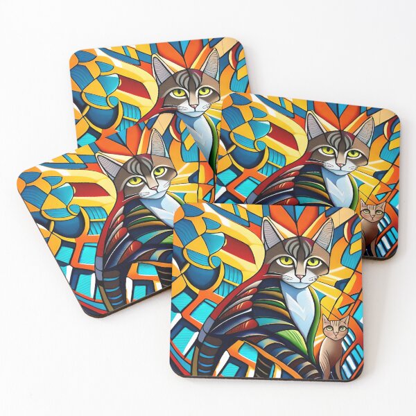 Item preview, Painted colorful funny cats mosaic designed and sold by HappyTrippy.
