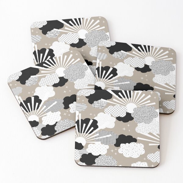 Item preview, modern patterned heaven - clouds, sun, stars, from Sweet Dreams Collection |  beige, natural designed and sold by RenattaZare.