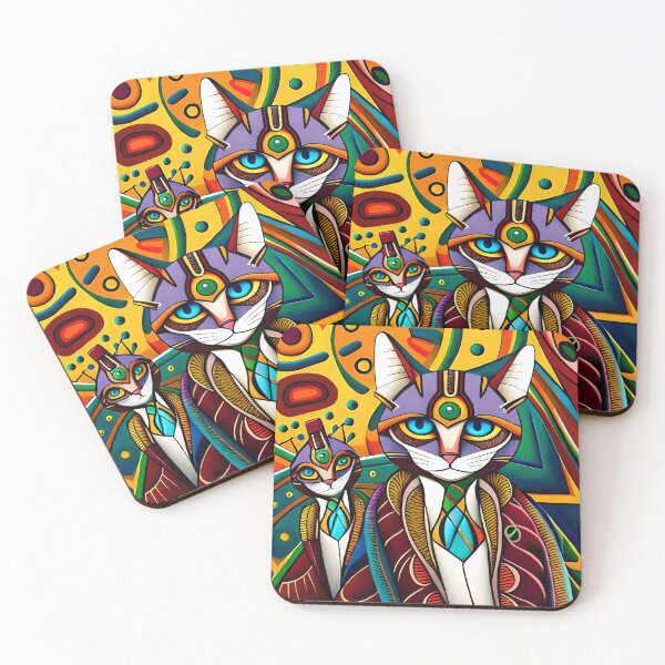 Item preview, Painted colorful funny cats mosaic designed and sold by HappyTrippy.