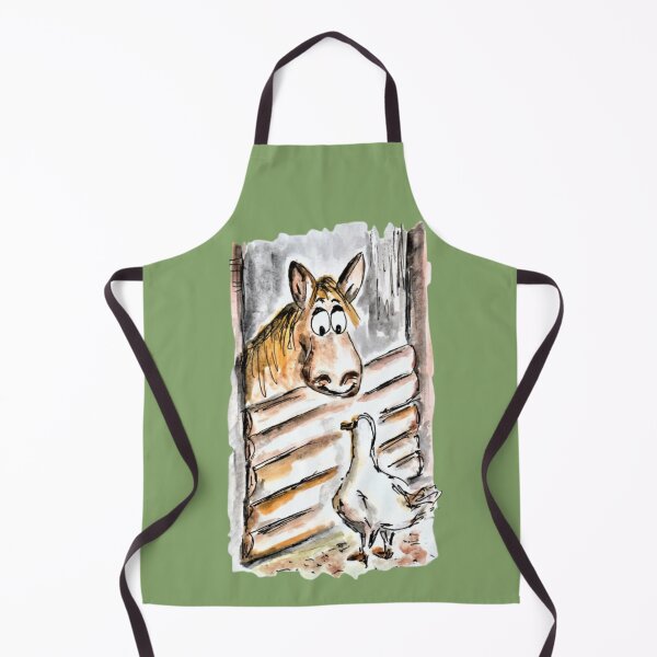 Item preview, Horse and goose, watercolor, fine art, cartoon designed and sold by janianna.