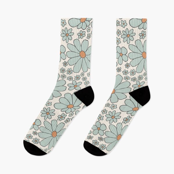 Item preview, Retro daisies flower power - Cream teal orange designed and sold by Chelsea Jay.