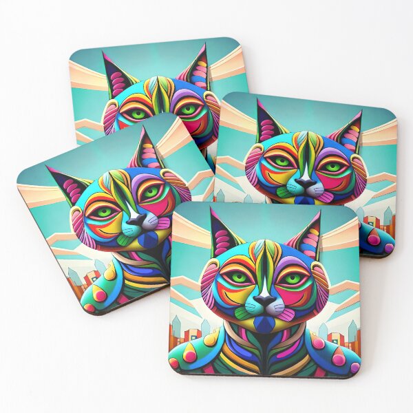 Item preview, Painted colorful funny cats mosaic designed and sold by HappyTrippy.