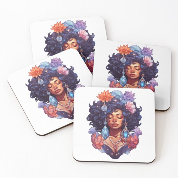 Item preview, Boho woman in floral meditation designed and sold by kosmicwoman.