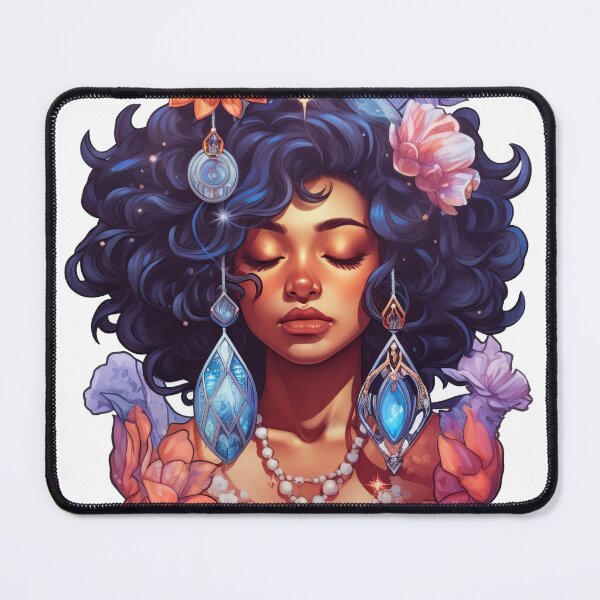 Item preview, Boho woman in floral meditation designed and sold by kosmicwoman.