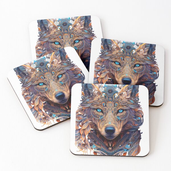 Item preview, colorful wolf with flowers designed and sold by word2world.