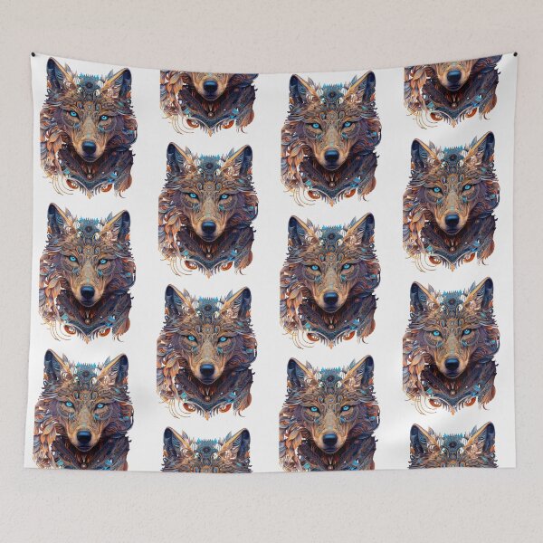 Item preview, colorful wolf with flowers designed and sold by word2world.
