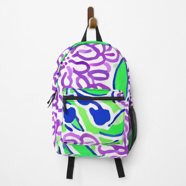 Item preview, Seventies style lime green, purple and blue oversized florals designed and sold by SophieClimaArt.