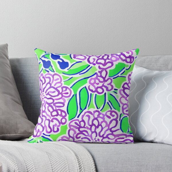 Item preview, Seventies style lime green, purple and blue oversized florals designed and sold by SophieClimaArt.