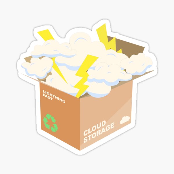 Cloudy Cloud Storage With Lightning Sticker