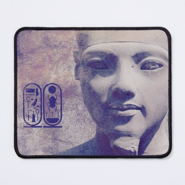 Item preview, Pharaoh Tutankhamun, statue, royal cartouche, vintage photo, cyanotype, Karnak temple, ancient Egypt photography designed and sold by art-of-egypt.
