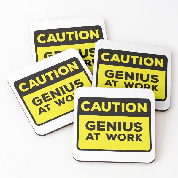 Item preview, Yellow Road Sign - Caution Genius at Work designed and sold by Rhu Creations.