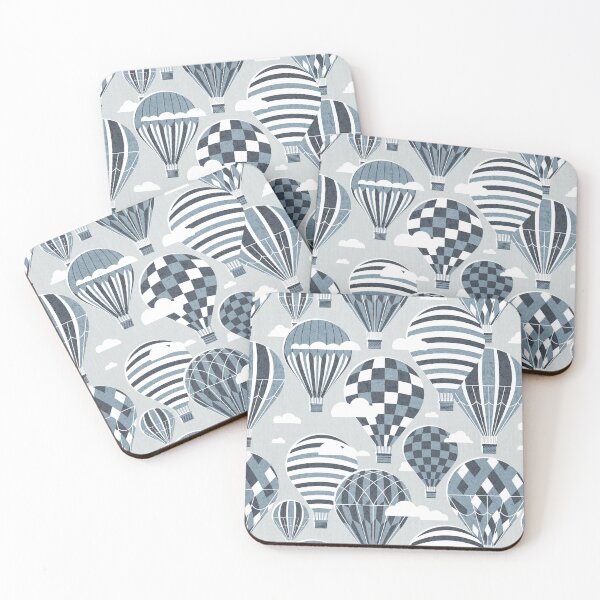 Item preview, Let your dreams fly // bunny grey background hale navy bali blue vintage hot air balloons in the clouds designed and sold by SelmaCardoso.