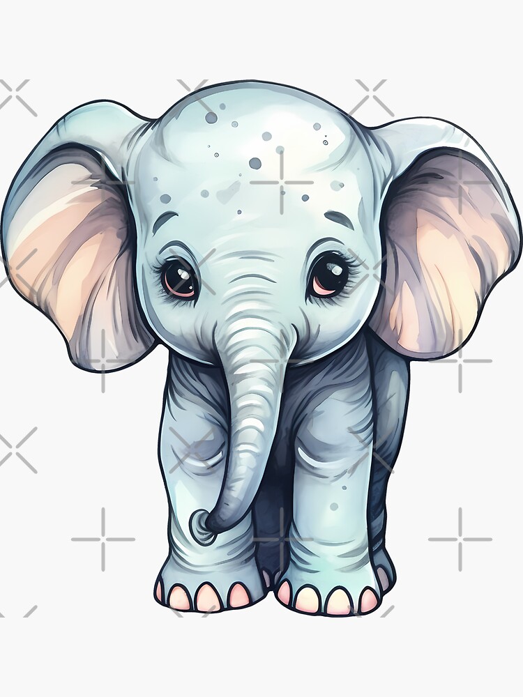Sticker for Sale avec l'œuvre « Éléphant mignon autocollant aimant