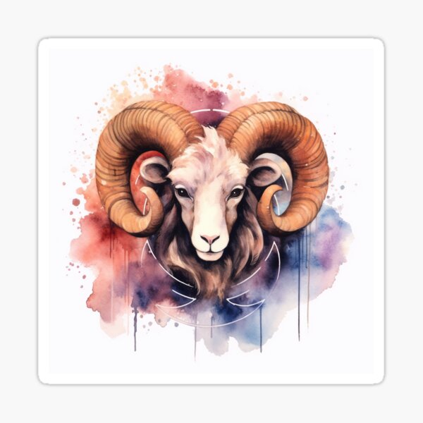 Watercolor Zodiac Aries Piece Sticker