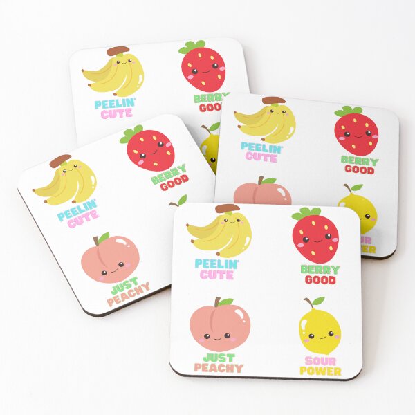 Item preview, Cute Kawaii Fruit Stickers - Strawberries, Bananas, Peaches, Lemons designed and sold by CuteFrogCreates.