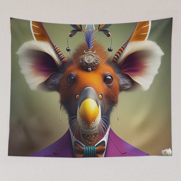 Item preview, Playful Elegance: Unique Print Featuring a Mysterious and Funny Furry Friend designed and sold by artmanikin.