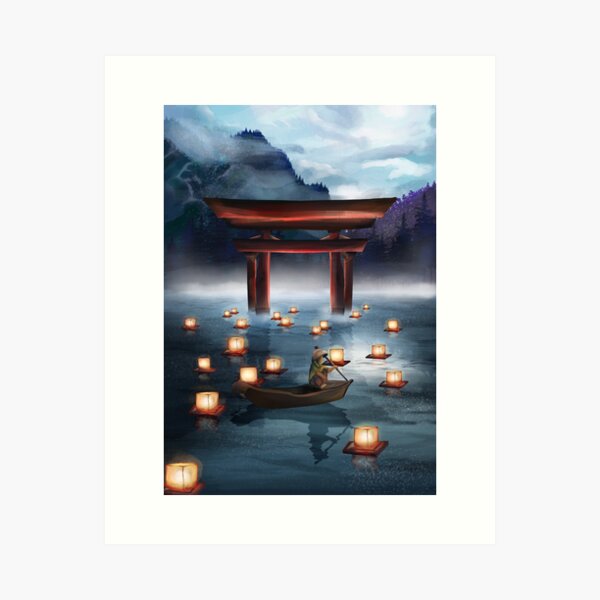 The foggy lake art Art Print