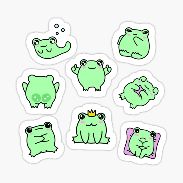 Kawaii Frog Sticker – Fan Sparkle