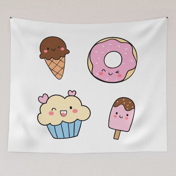 Item preview, Cute Kawaii Faces, Donut, Cupcake and Ice Cream (Set of 4) designed and sold by OFMdesigns.