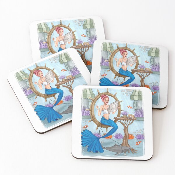 Item preview, Mermaid Reading Newspaper Fashion Shark Stylish Fantasy Sea Ocean designed and sold by ZNOVANNA.