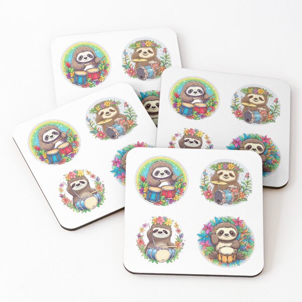 Item preview, Cool Sloths Playing the Drums designed and sold by AdiRemba.