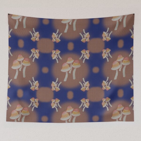 Item preview, Ornage and pink mushrooms- Funky pattern - Watercolors illustrations  designed and sold by JewelsNova.