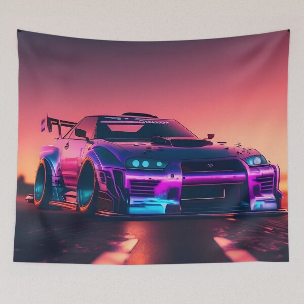 Item preview, Synthwave drift car design designed and sold by N1chePrints.