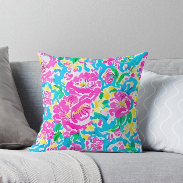Item preview, Preppy floral seamless pattern in hot pink, yellow, green and turquoise designed and sold by SophieClimaArt.