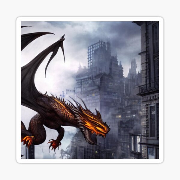 Dragon Cityscape Sticker