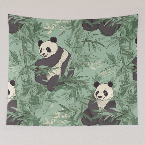 Item preview, Panda eating bamboo for breakfast designed and sold by LoversCovers.