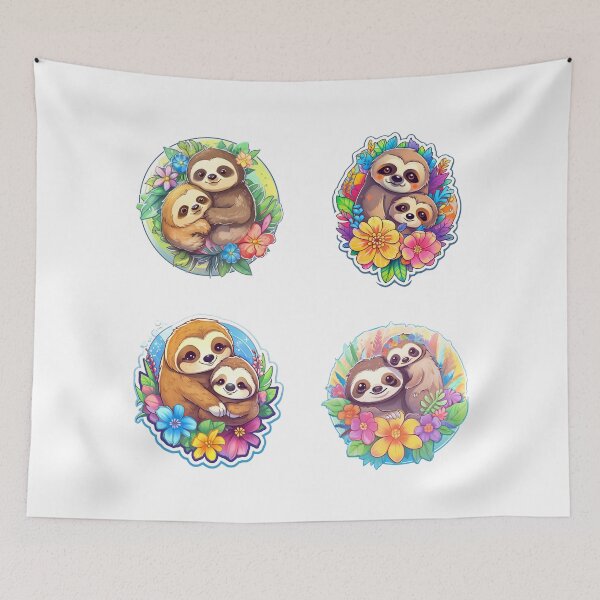 Item preview, Cutesy Mommy and Baby Sloth designed and sold by AdiRemba.