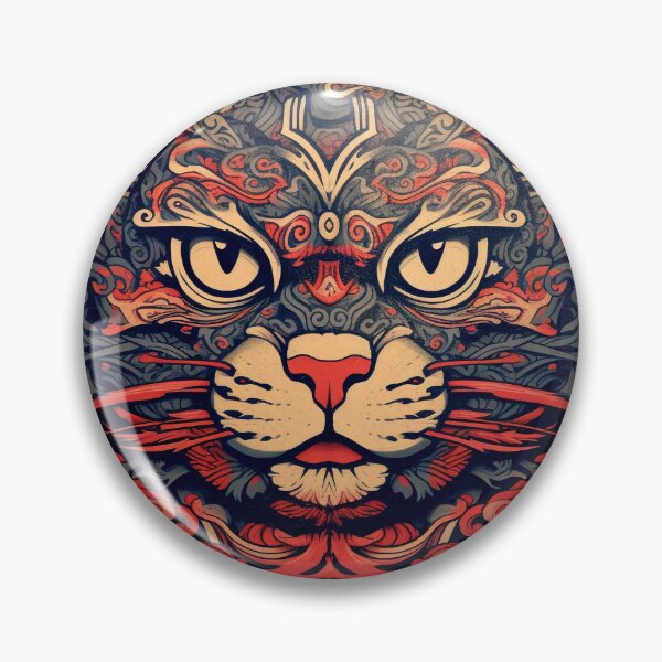 Artikelvorschau, Copy of Tattoo of a cat with red, pink and blue ukiyo-e patterns, monochrome canvases, Han Dynasty, Tongan art. entworfen und verkauft von Kiyomi Mizushima.