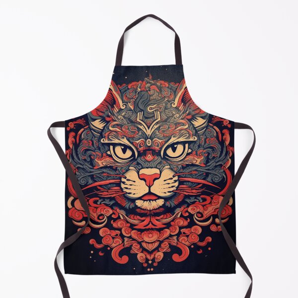 Item preview, Copy of Tattoo of a cat with red, pink and blue ukiyo-e patterns, monochrome canvases, Han Dynasty, Tongan art. designed and sold by Kiyomi Mizushima.
