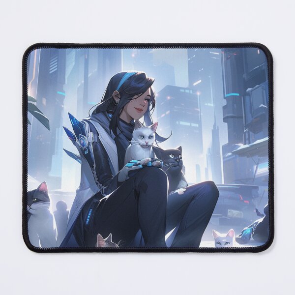 Item preview, Cute Anime Girl With Cats - An Adorable and Heartwarming Anime Illustration designed and sold by Zibes-Limited.