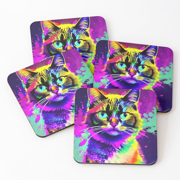 Item preview, Multicolor cat, digital art designed and sold by Creative Line Prints.