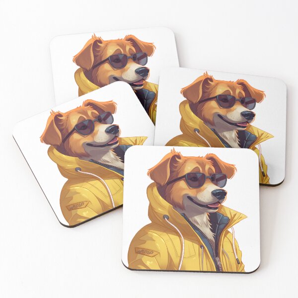 Item preview, Funny dog in yellow jacket with sunglasses designed and sold by HaberkaDesign.