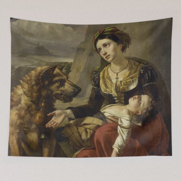 Item preview, A Saint Bernard Dog Comes to the Aid of a Lost Woman with a Sick Child | Charles Picqué | 1827 designed and sold by CJET.