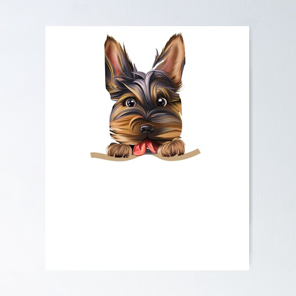 Aperçu de l'œuvre Chien dans la poche Chiot drôle pour les amoureux des chiens Yorkshire Terrier créée et vendue par Teescount.