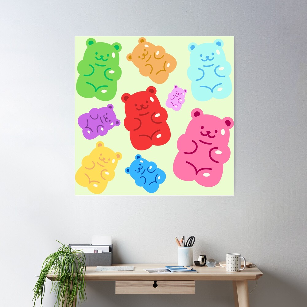  Cloxks Gummy Bears Art Print - Vintage Poster 8x12