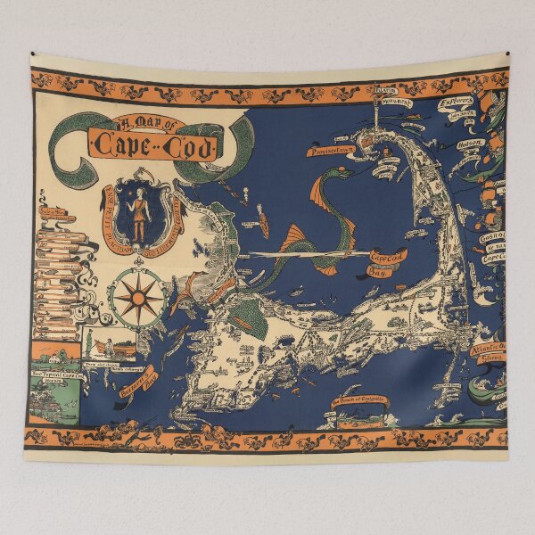 Item preview, Vintage Cape Cod MA Pictorial Map (1926) Coastal Massachusetts Atlas designed and sold by BravuraMedia.